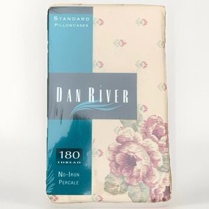 Vintage Pillowcases Set of 2 Dan River Deadstock New Vintage Mauve Pink Floral